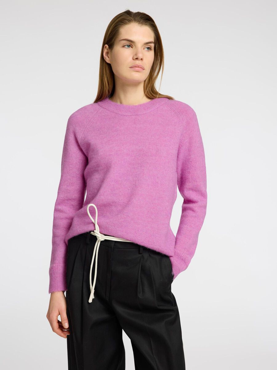 Lulu O-Neck Strikket Genser - Rosa/ First Bloom